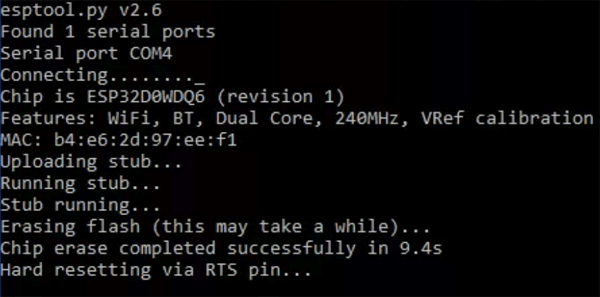 راه اندازی ESP32 با ESPtool