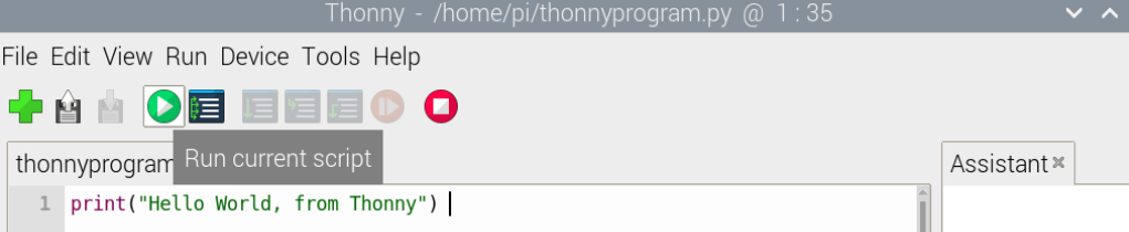 شکل 12: اجرای اسکریپت Thonny
