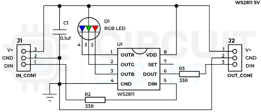 مدار داخلی راه انداز WS2811