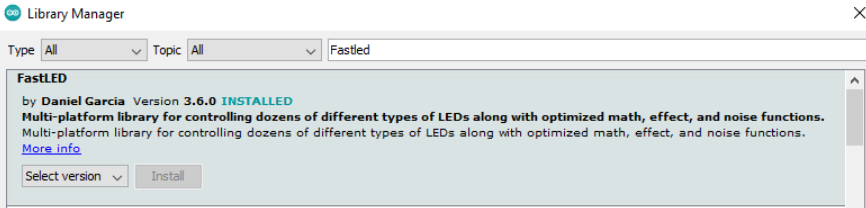 نصب کتابخانه FASTLED