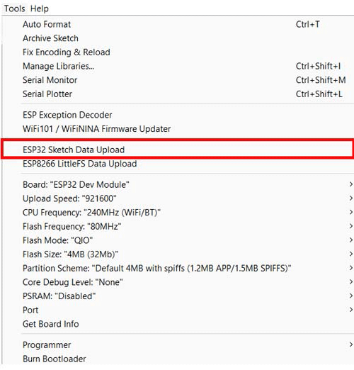 آپلود فایل های HTML و پایگاه داد SQL روی ESP32