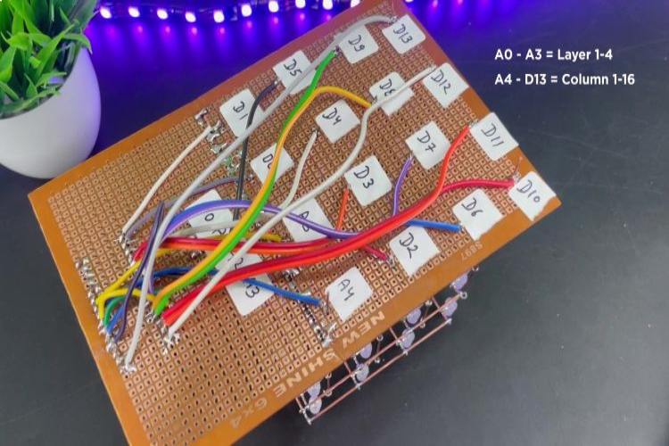 مدار اتصال مکعب 4×4×4 LED