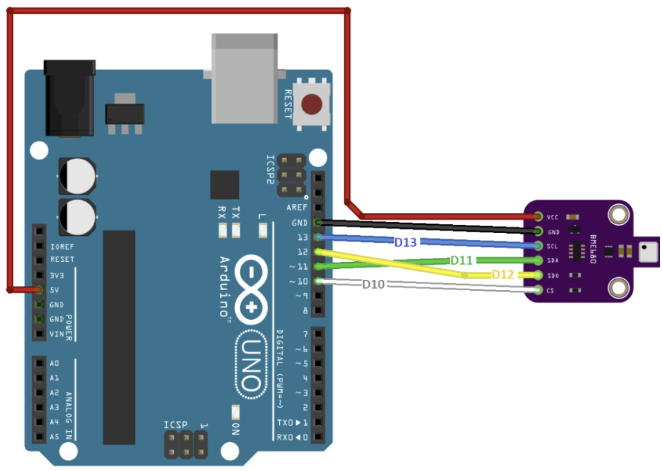 آردوینو با BME680 با استفاده از SPI