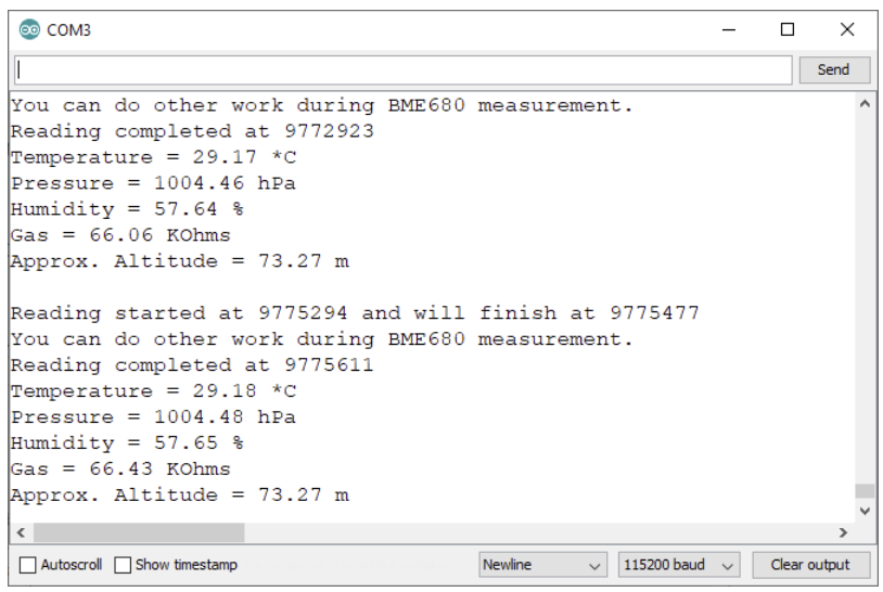 BME680 Arduino IDE نمونه نمایشگر دمای گاز