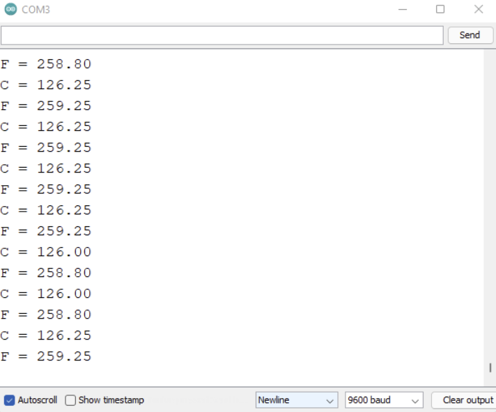 مانیتور سریال نمونه ترموکوپل Type-K