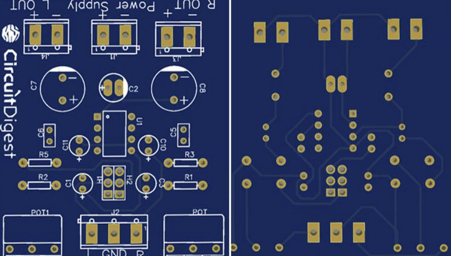 ساخت PCB برد تقویت کننده استریو TDA2822