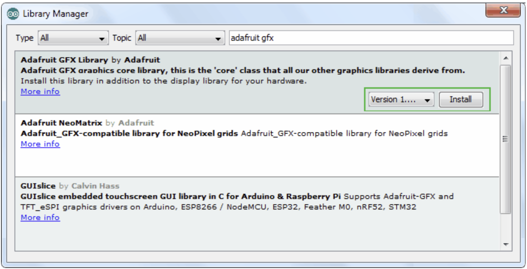نصب Adafruit GFX Graphics Core Library
