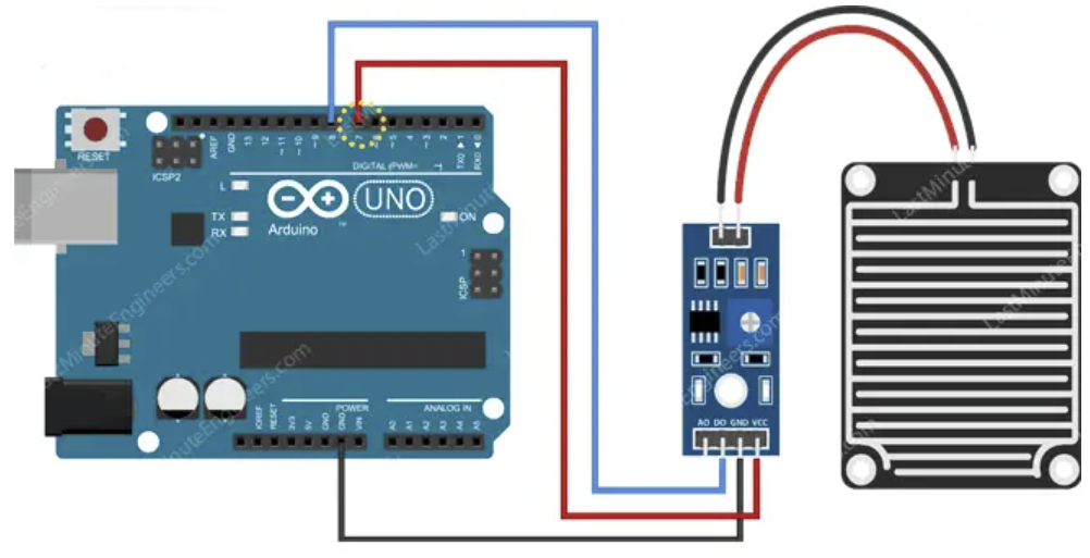 اتصال سنسور باران به Arduino