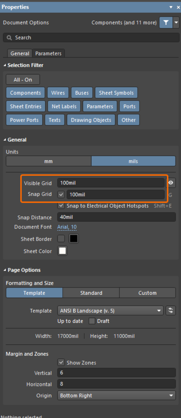 تنظیم grid فایل شماتیک