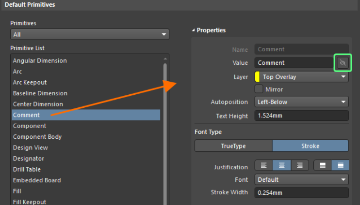 تنظیم مشخصات Comment