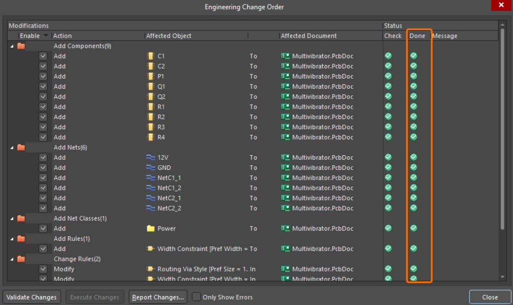 انتقال موفق شماتیک به فایل PCB