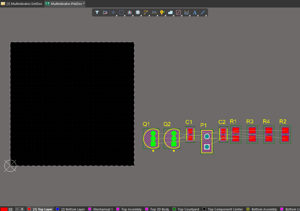 وضعیت اولیه فایل PCB در Altium Designer