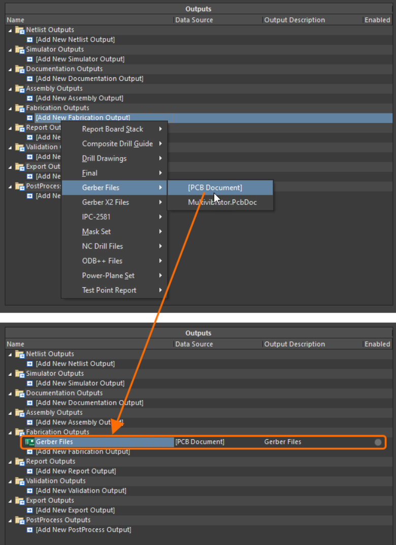 افزودن و تنظیم خروجی‌های ساخت