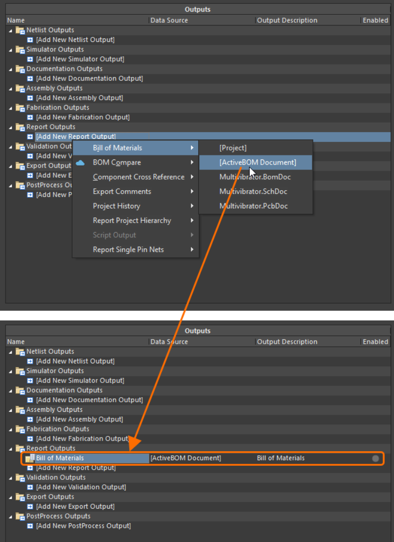افزودن خروجی BOM (Bill of Materials)
