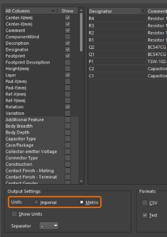 تنظیمات metric در آلتیوم دیزاینر