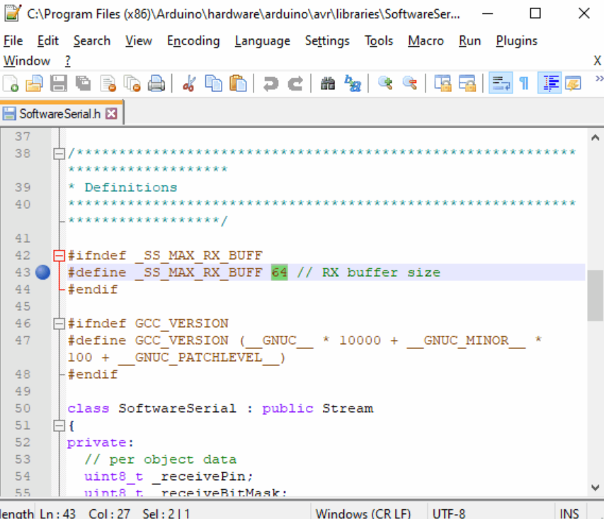 افزایش بافر SoftwareSerial برای دریافت پیام‌بلند