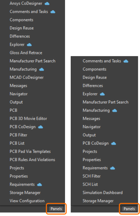 پنل‌ها (Panels)