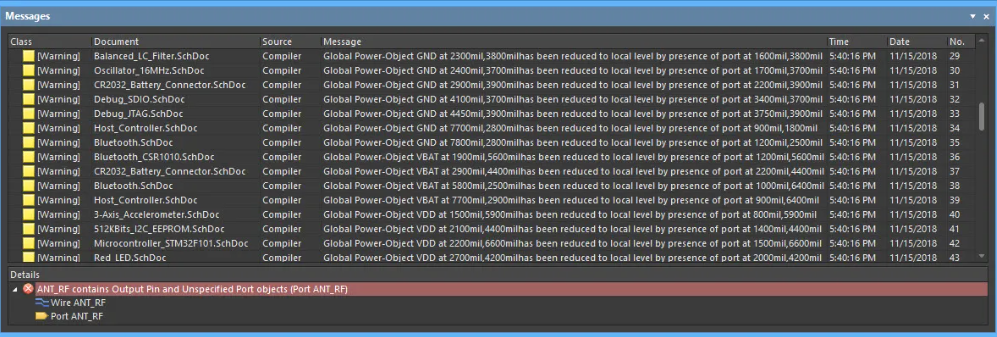 پنل Messages (پیام‌ها)