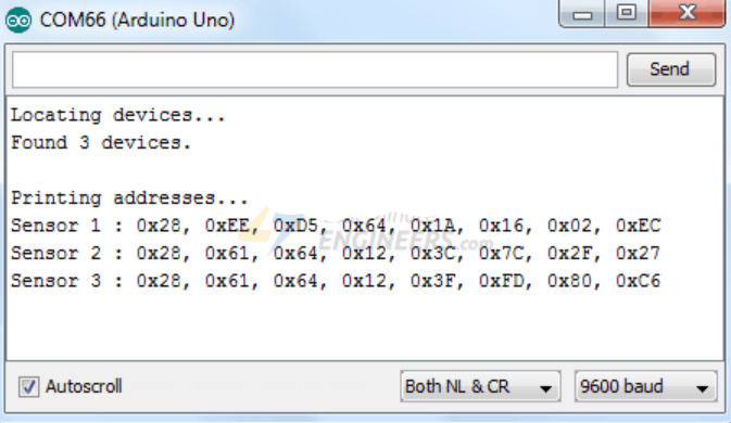 یافتن آدرس سنسورهای DS18B20 روی باس