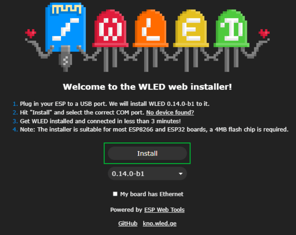 مراحل نصب WLED روی برد ESP32