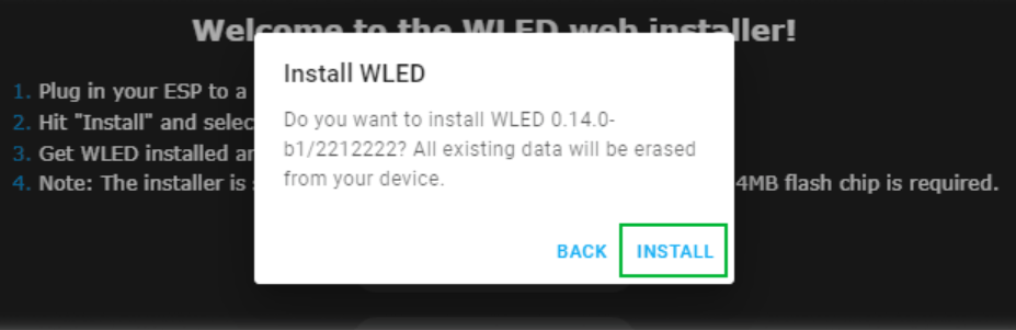 تایید نصب WLED