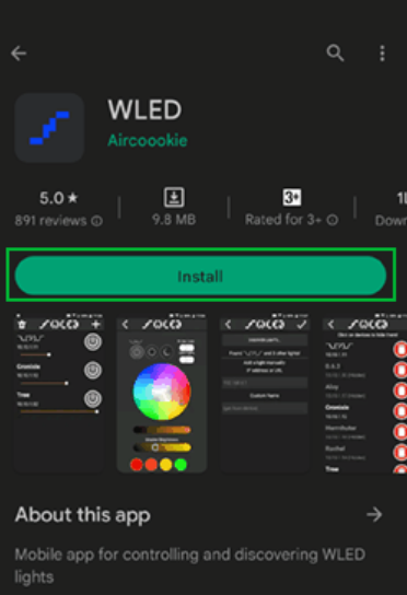استفاده از اپلیکیشن موبایل WLED