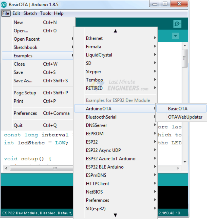 آپلود فریمور Basic OTA از طریق پورت سریال