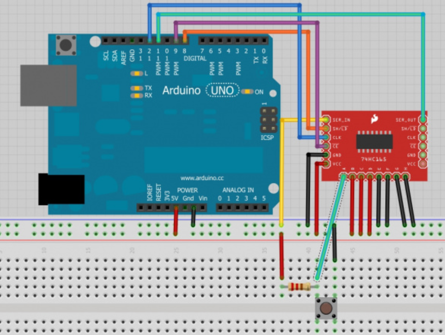 نحوه سیم کشی اتصال شیفت رجیستر