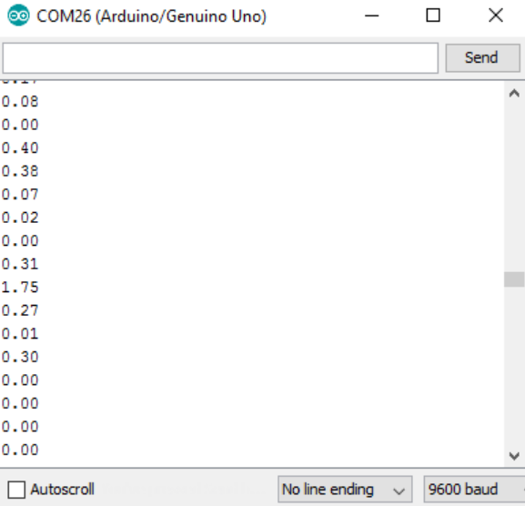 مشاهده مقادیر خروجی سنسور در سریال مانیتور