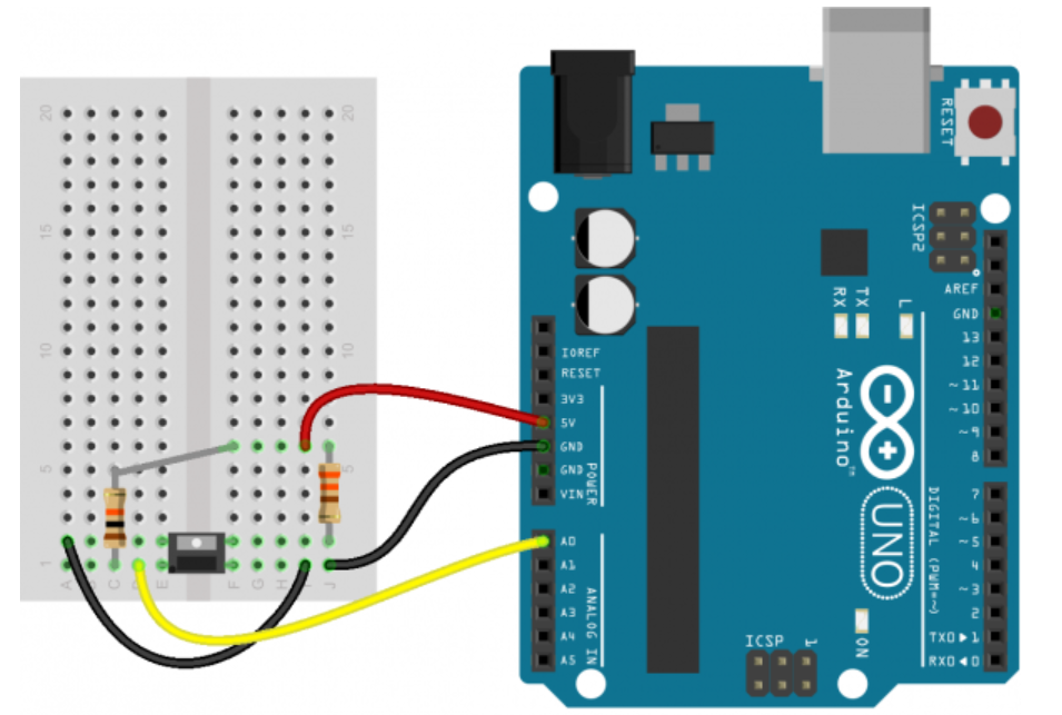 سیم کشی پروژه نمونه QRD1114 با آردوینو