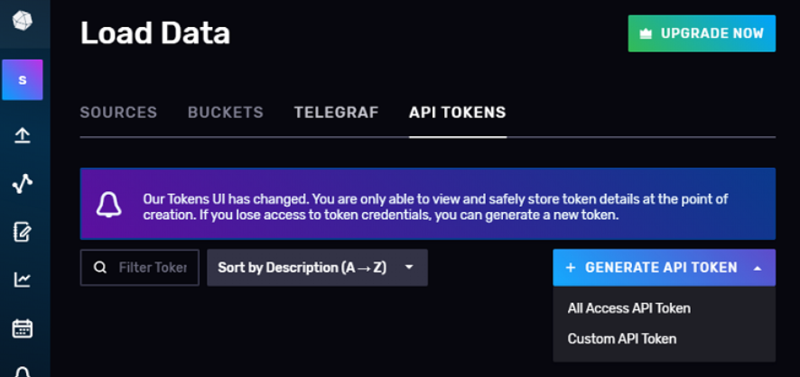 دریافت توکن InfluxDB