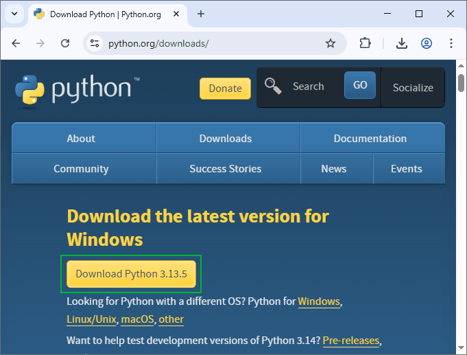 نصب کننده ویندوز پایتون با گزینه Add python.exe to Path فعال