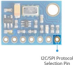 پین PS روی ماژول برای انتخاب پروتکل I2C یا SPI