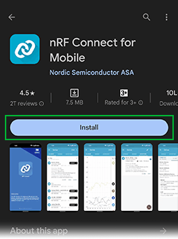 صفحه اصلی اپلیکیشن nRF Connect در موبایل