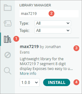 نصب کتابخانه max7219 در Library Manager آردوینو