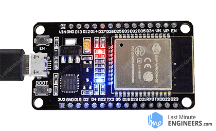 برنامه ساده Blink آپلود شده روی ESP32 برای تست عملکرد